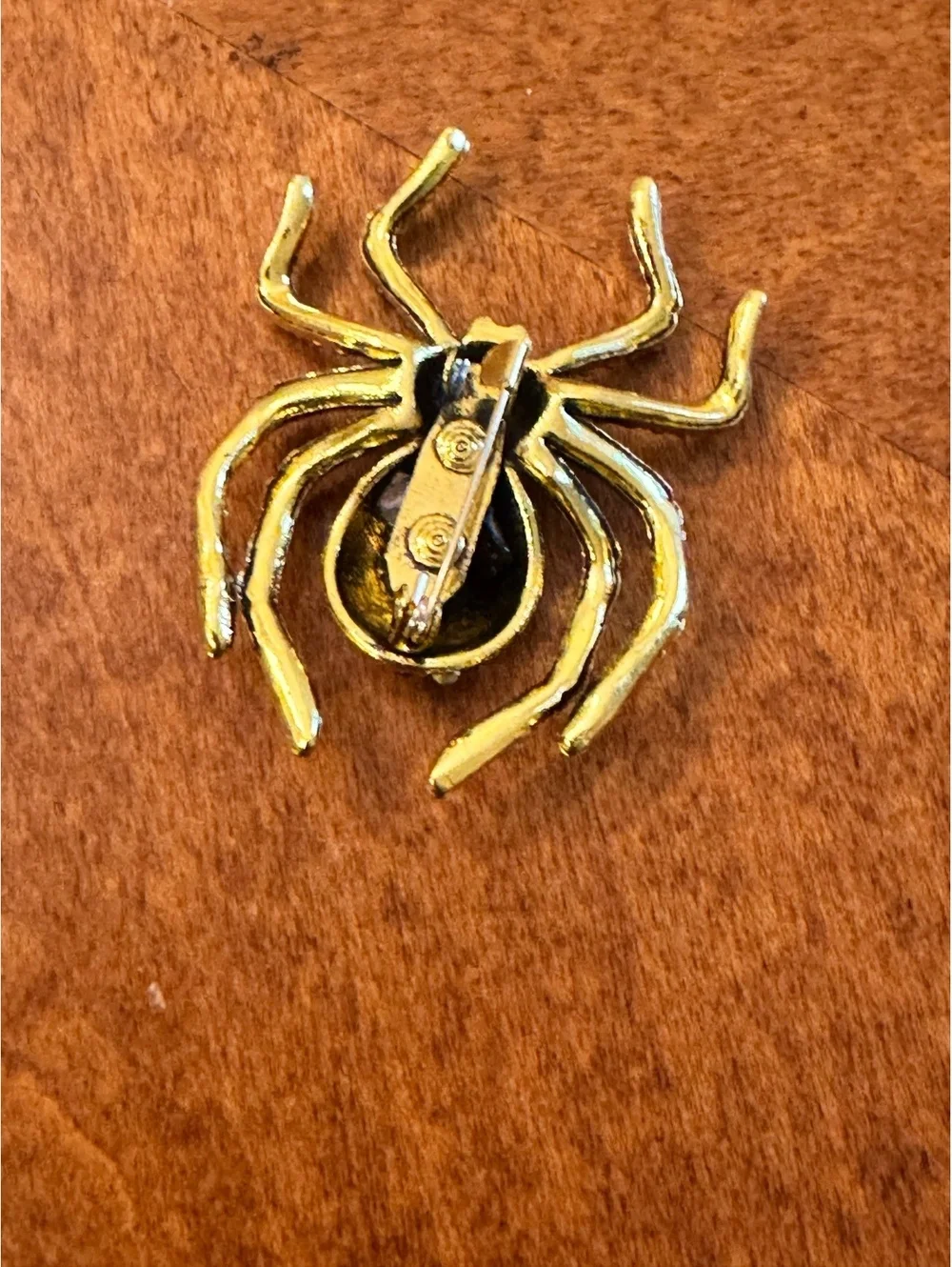 Vintage Style Spider Brooch with Black and Turquoise Rhinestones 381